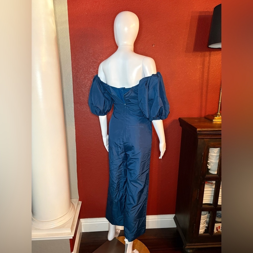 Self-Portrait Blue Taffeta Strapless Jumpsuit. Size 2 - Picture 2 of 12
